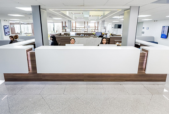 Smart and clean Reception desk at Tijuana Eye Center, Tijuana, Mexico